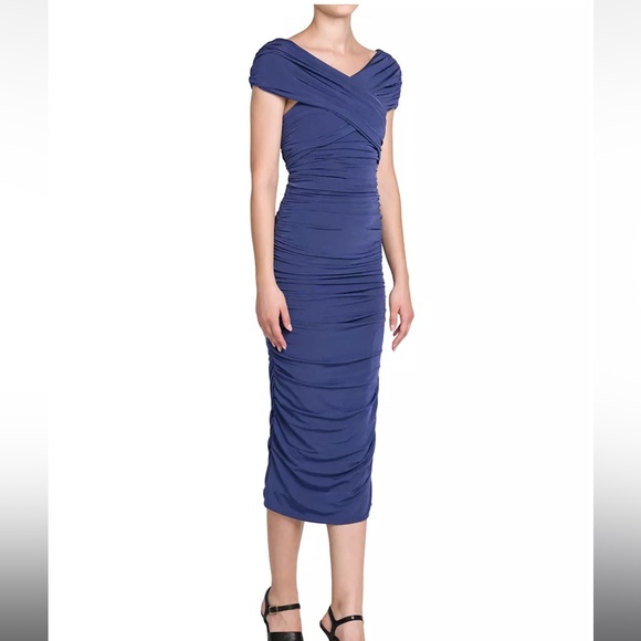 Giorgio Armani Ruched Jersey Midi-Dres - blue - Picture 3 of 7